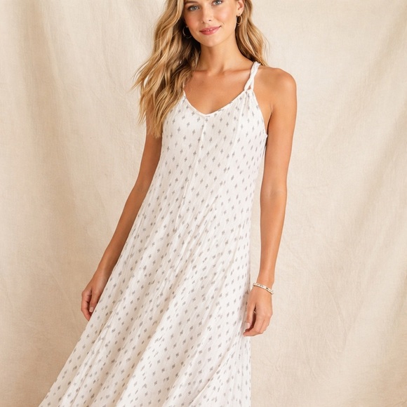 Garnet Hill white maxi dress small black diamond pattern Size Small Petite - Picture 2 of 9